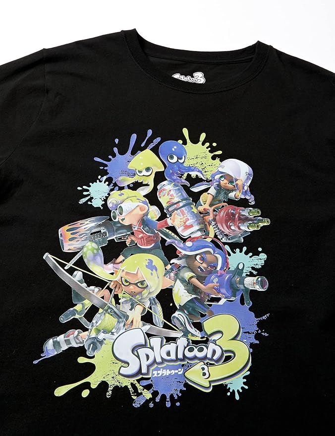 Amazon | [スプラトゥーン] Tシャツ 半袖 3 イカ VS タコ ブラック XL
